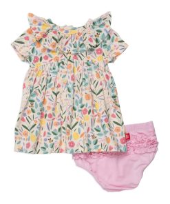 life's peachy modal magnetic little baby dress + diaper cover set